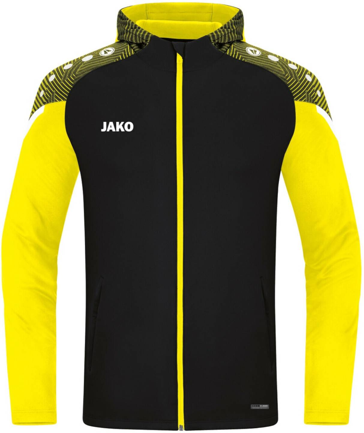 JAKO Mens Hooded Jacket Performance 68226822-808 black/soft yellow Ropa de deporte