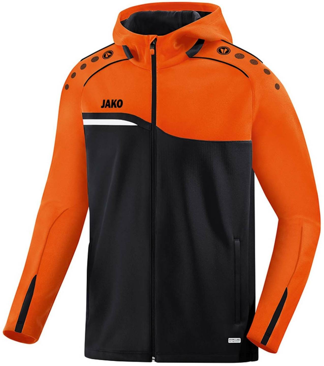 Ropa de deporte JAKO Youth Hooded Jacket Competition 2.0black/neon orange