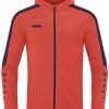 JAKO Men's Hooded Jacket Power (6823)flame/seablue Ropa de deporte