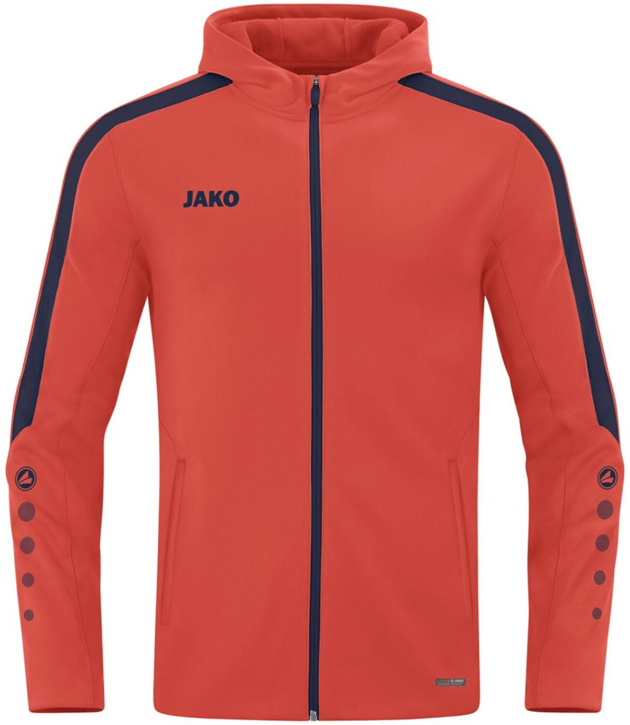 JAKO Men's Hooded Jacket Power (6823)flame/seablue Ropa de deporte